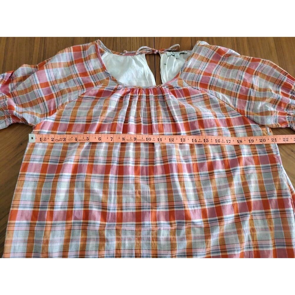 Madewell Plaid Ruffle-Sleeve Popover Mini Dress Small AO279 - Picture 7 of 7